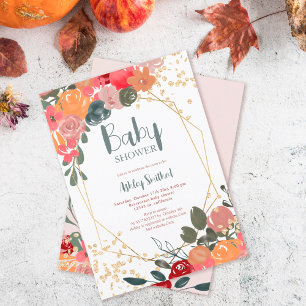 Goldene Blütendusche aus Glitzer Einladung