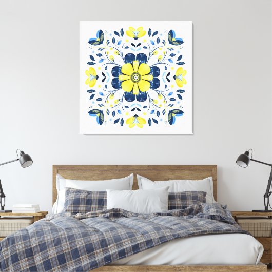 Goldene Blütenharmonie Leinwanddruck (Insitu (Schlafzimmer))