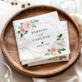 Goldene Blütenpink-Blütenhochzeit Serviette