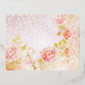 Goldene Blütenpink-Grenz-Hochzeit RSVP Folie Einladungspostkarte (Rückseite)