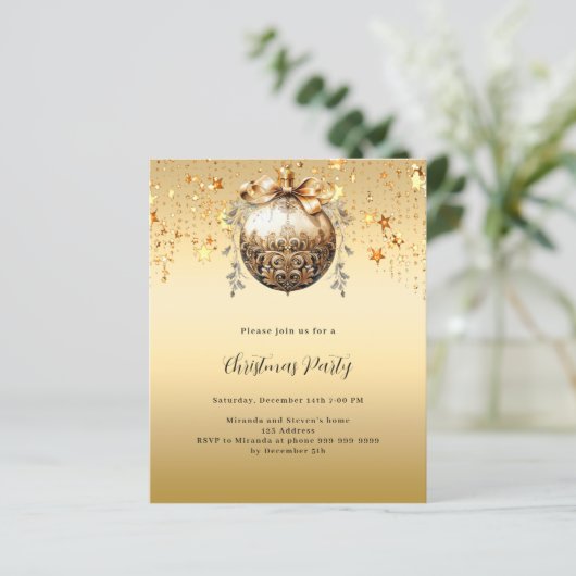Goldene Blütensterne Weihnachtsfeiertage Party Ein (Stehend Vorderseite)