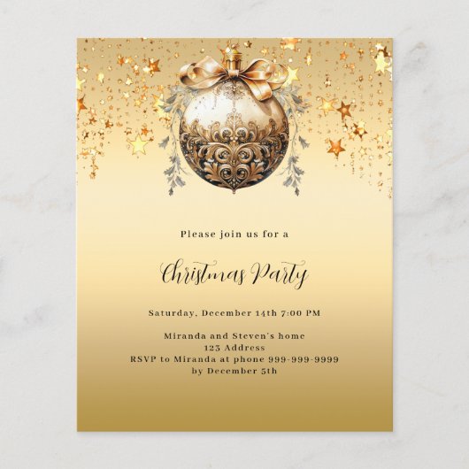 Goldene Blütensterne Weihnachtsfeiertage Party Ein (Vorderseite)