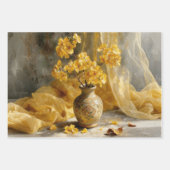 Goldene Blütenvase Geschenkpapier Set (Vorderseite)
