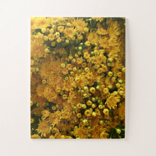 Goldene Blütenwand Gelbe Chrysantheme Puzzle