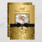 Goldene Blütenwirbel Foto 50 Jahre Einladung (Vorne/Hinten)