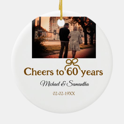 Goldene Bogen zum 60-jährigen Jubiläum Keramik Ornament (Hinten)