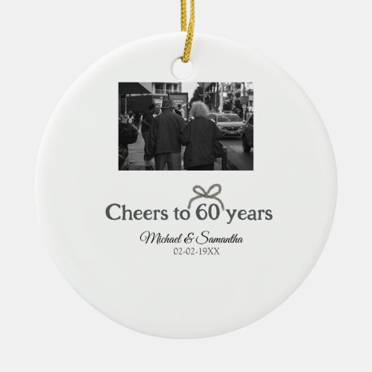 Goldene Bogen zum 60-jährigen Jubiläum Keramik Ornament (Vorne)