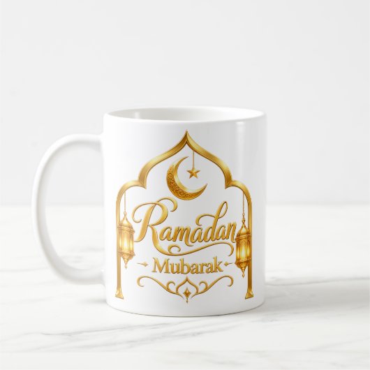 Goldene Bogenlaterne Ramadan Mubarak Kaffeetasse (Links)