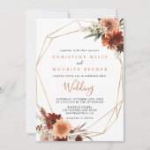 Goldene Boho-Blumenhochzeit Einladung (Vorderseite)