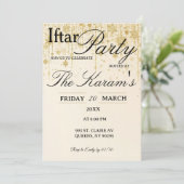 Goldene Boho-Minimalist-Moschee-Ramadan-Iftar-Part Einladung (Stehend Vorderseite)