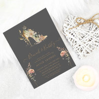 Goldene Boho-Stiletto-Schuh-Hochzeits-Brunch-Einla