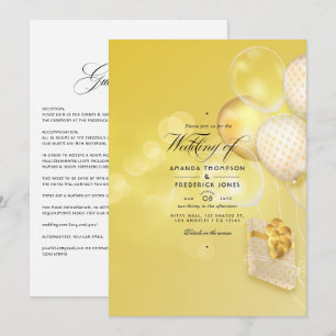 Goldene Bokeh-Ballon-Hochzeitseinladung Einladung
