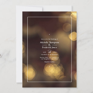 Goldene Bokeh-Hochzeitseinladung Einladung