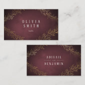 Goldene Bordeaux-Hochzeit Platzkarte (Vorne/Hinten)