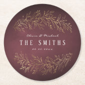 Goldene Bordeaux-Hochzeit Runder Pappuntersetzer (Vorderseite)