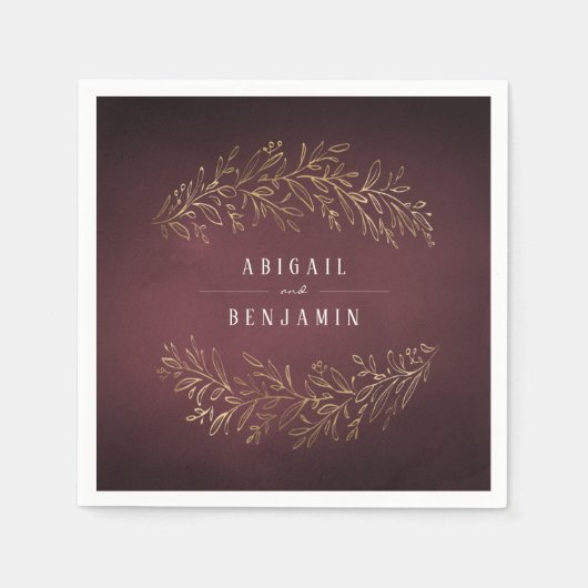 Goldene Bordeaux-Hochzeit Serviette (Vorderseite)