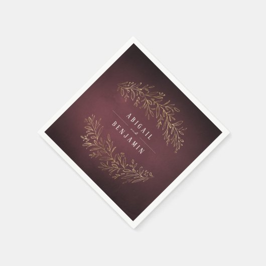 Goldene Bordeaux-Hochzeit Serviette (Ecke)