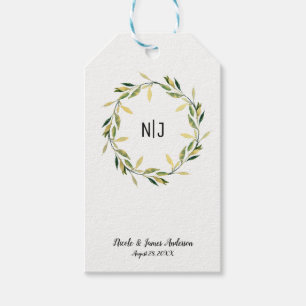 Goldene botanische grüne Blätterkrone rustikale Ho Geschenkanhänger