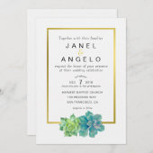 Goldene Botanische Hochzeit Einladung (Vorne/Hinten)