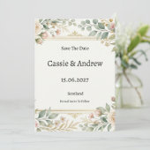 Goldene botanische Hochzeit Save The Date (Stehend Vorderseite)