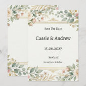 Goldene botanische Hochzeit Save The Date (Vorne/Hinten)