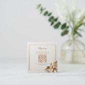 Goldene botanische Hochzeitsgeschenkliste QR-Code Begleitkarte (Stehend Vorderseite)
