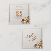 Goldene botanische Hochzeitsgeschenkliste QR-Code Begleitkarte (Vorne/Hinten)