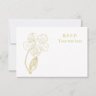 Goldene botanische Skizze Minimalistische Hochzeit RSVP Karte