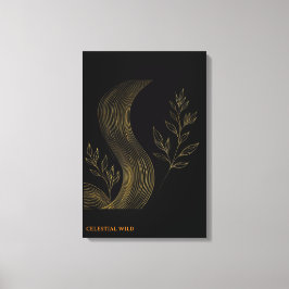 Goldene Botanische Wellen Fine Art Leinwand