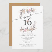 Goldene Bouquet Fall Rose Süß 16 Einladung (Vorne/Hinten)