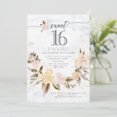 Goldene Bouquet Fall Rose Süß 16 Einladung (Stehend Vorderseite)