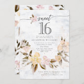 Goldene Bouquet Fall Rose Süß 16 Einladung (Vorne/Hinten)