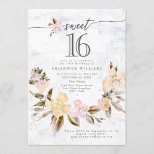 Goldene Bouquet Fall Rose Süß 16 Einladung