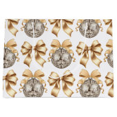 Goldene Bow und Disco Ball Große Geschenktasche - Geschenktüte (Vorderseite)