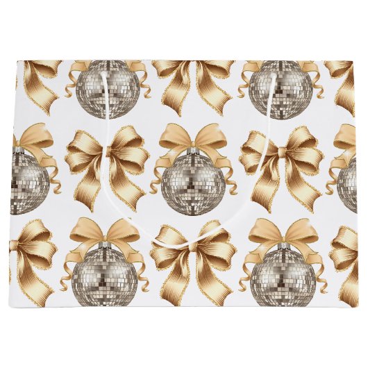 Goldene Bow und Disco Ball Große Geschenktasche - Geschenktüte (Vorderseite)