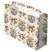 Goldene Bow und Disco Ball Große Geschenktasche - Geschenktüte (Rückseite Schrägansicht)