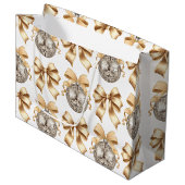 Goldene Bow und Disco Ball Große Geschenktasche - Geschenktüte (Vorderseite Schrägansicht)