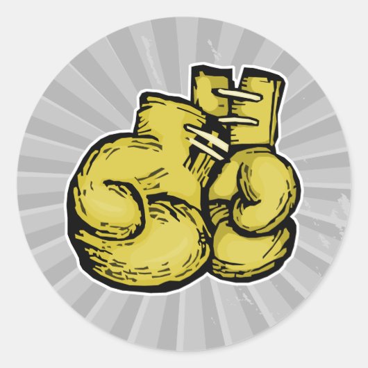goldene Boxhandschuhe Runder Aufkleber (Vorderseite)