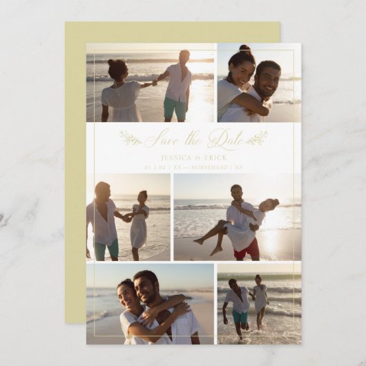 Goldene Branchen Chic Collage 6 Fotos Hochzeit (Vorne/Hinten)