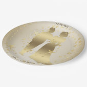 Goldene Braut und Bräutigam Hochzeitsfeier Pappteller (Schrägansicht)