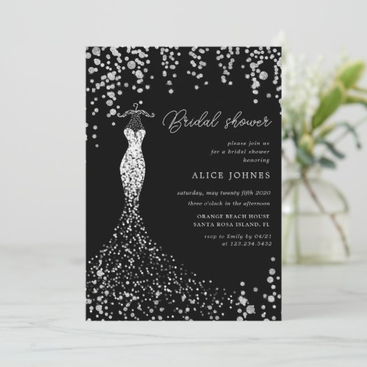 goldene Brautdusche Einladung (Stehend Vorderseite)