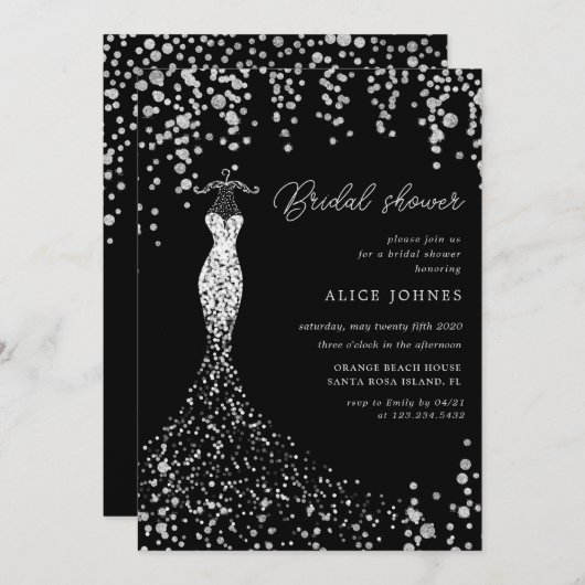 goldene Brautdusche Einladung (Vorne/Hinten)