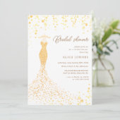 goldene Brautdusche Einladung (Stehend Vorderseite)