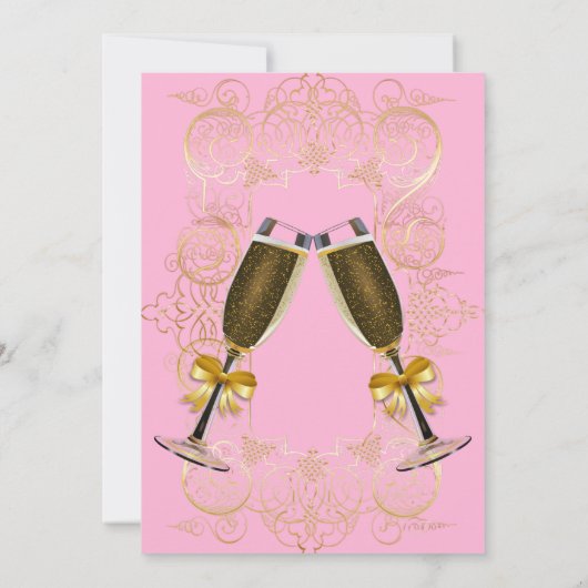 Goldene Brautdusche Einladung (Rückseite)