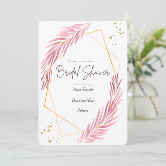 Goldene Brautdusche - Einladung (Stehend Vorderseite)