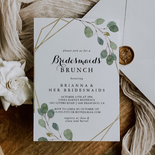 Goldene Bridesmaier Brunch-Dusche Einladung