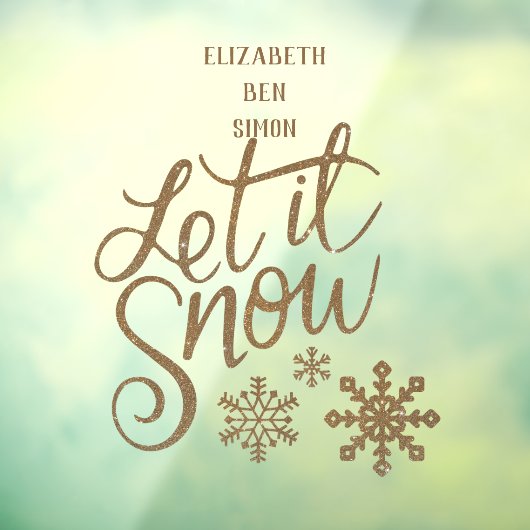 Goldene Briefe Schnee Weihnachtszeit Fensteraufkleber (Blatt 3)