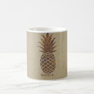 Goldene Bronze-Ananas Tropisch Personalisiert Kaffeetasse