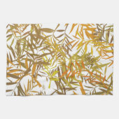 Goldene, bronzene und braune Weidenblätter Geschirrtuch (Horizontal)