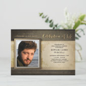 Goldene Brown-Foto-Erinnerungsservice-Einladung Einladung (Stehend Vorderseite)